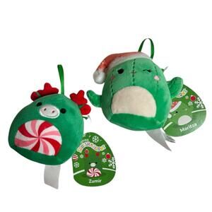Squishmallows Maritza the Cactus Zumir the Moose Holiday Ornament Plush Set NEW